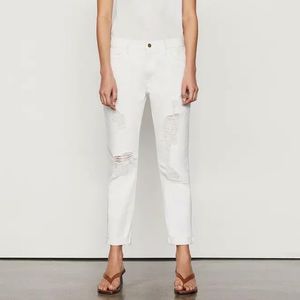 NWT Frame Le Garcon Distressed Mid Rise Straight Jeans in White Size 29